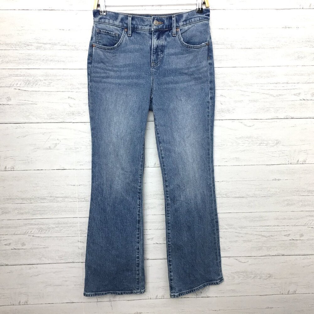 Express Women's Jeans Bootcut Mid Rise Frayed Hems size 2S length 29"